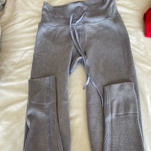 drawstring ribbed leggings from pink